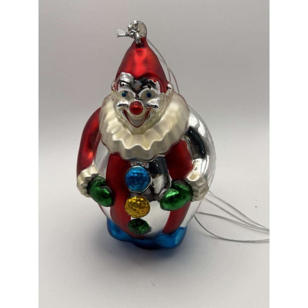 Vintage Dept 56 Mercury Glass Clown LARGE Christmas Ornament Hand Blown